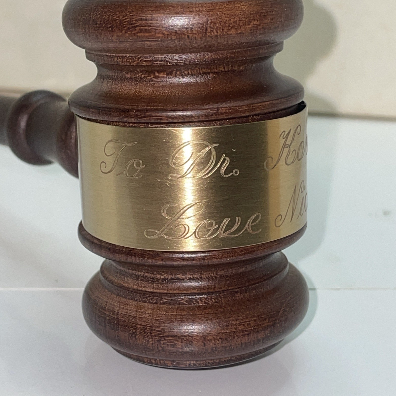 Customized Vintage Gavel made from Walnut & Brass metal Band