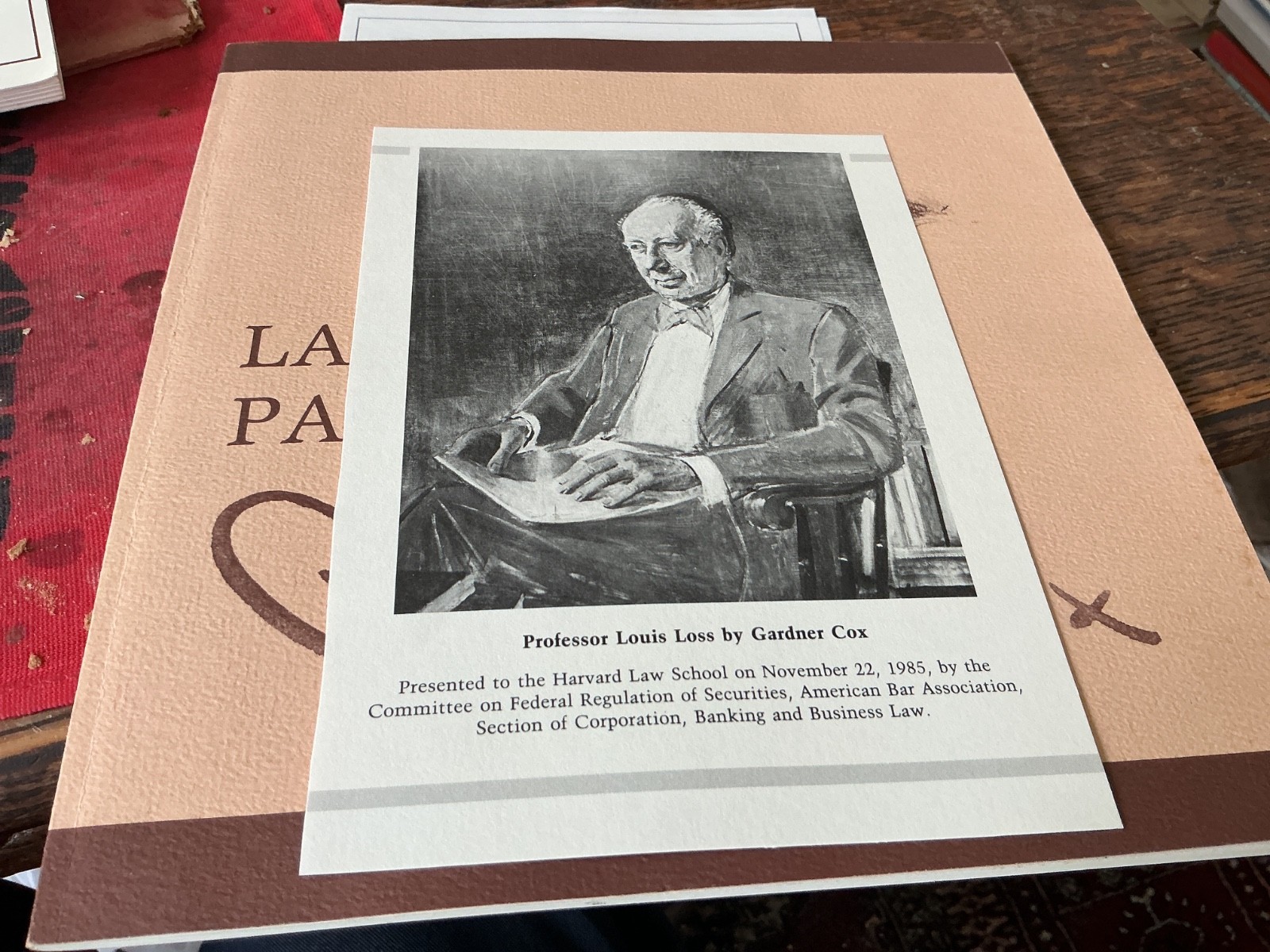 Lawyers Painted by Gardner Cox, Signed by Cox, Laid-in Portrait Louis Loss