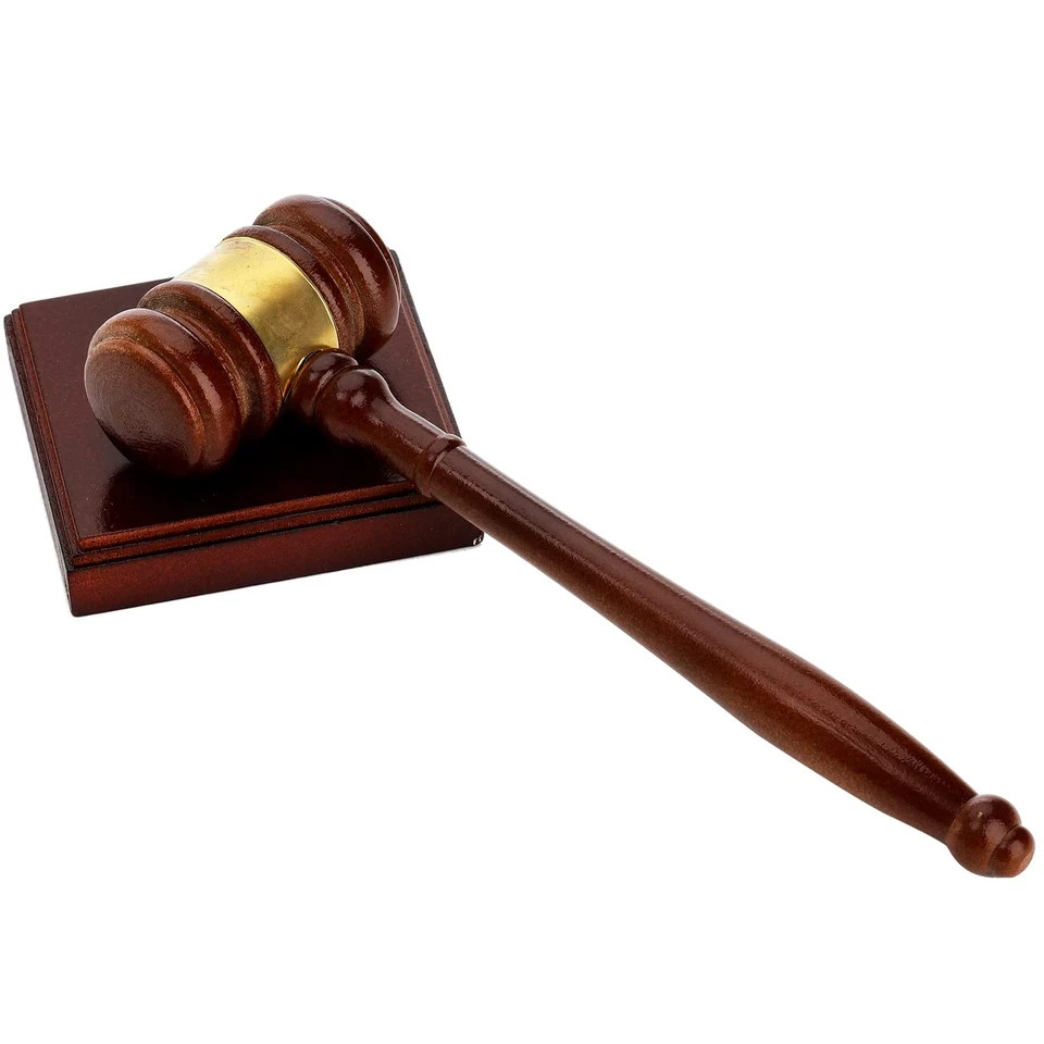 Brown Wooden Gavel And Block Set Handcrafted Wood Hammer Court With Square Sound