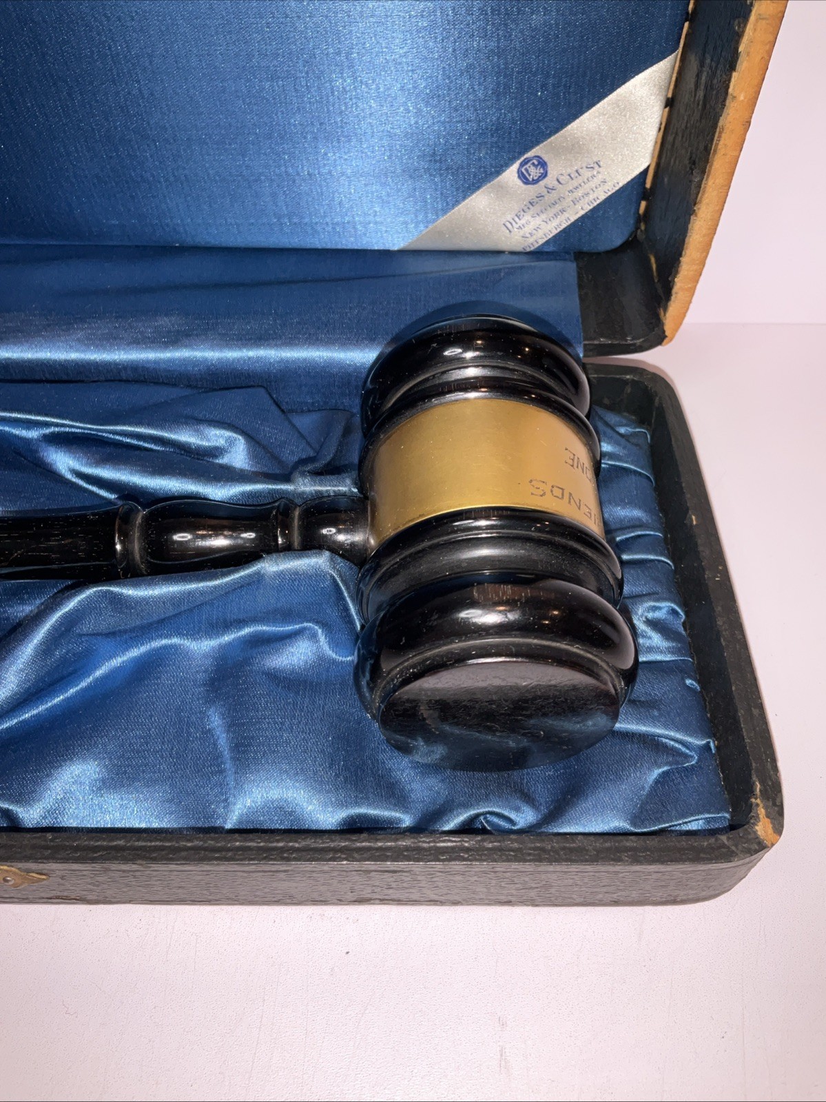 Antique 1926 Presentation Gavel w/ Case Italian Friends Filomeno Sammartino