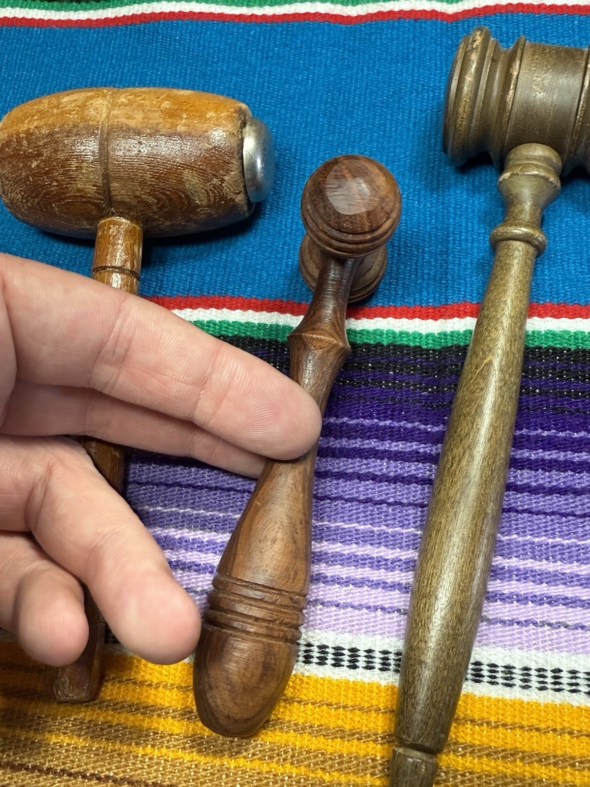 Vintage Wooden Gavels Set of 3