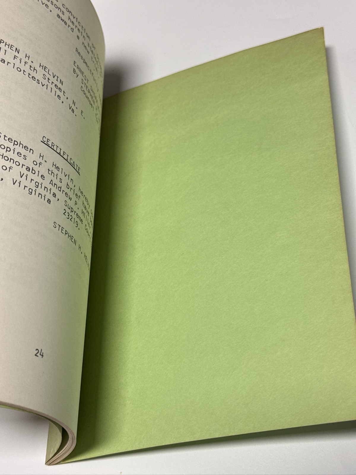 Virginia Supreme Court of Appeals Brief 1971 Ernest Shifflett Record 7782