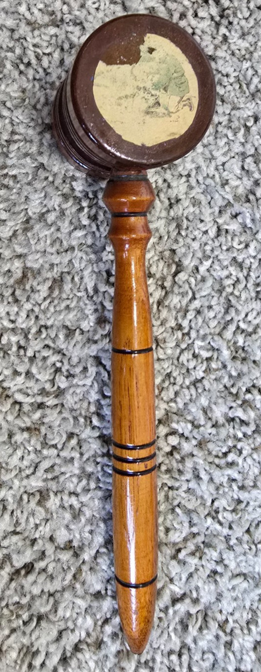 Old Vintage 1958 President Sportsman Club Wood Gavel from Blasier’s Hobby Shop