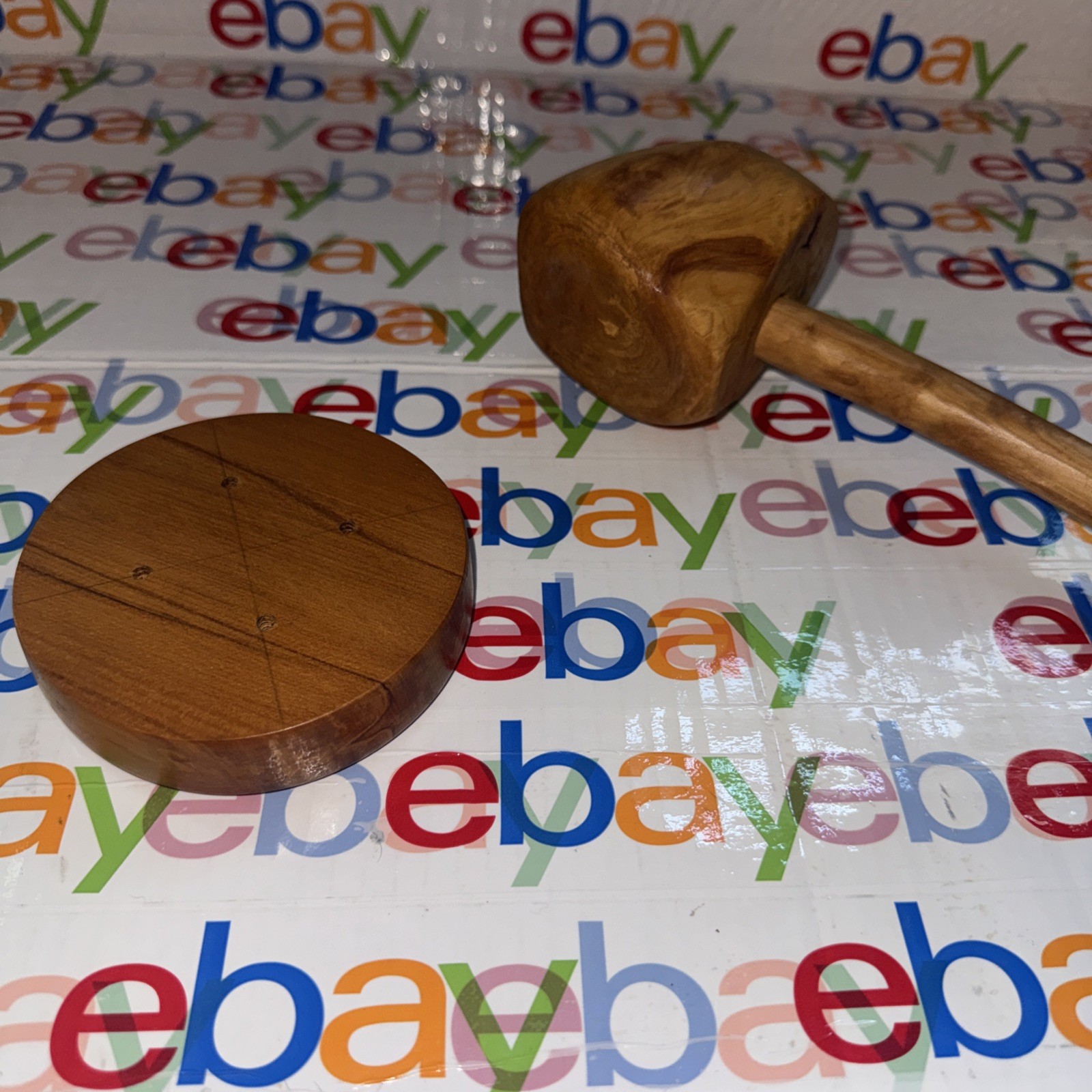 handcrafted rustic wooden gavel and matching sound block