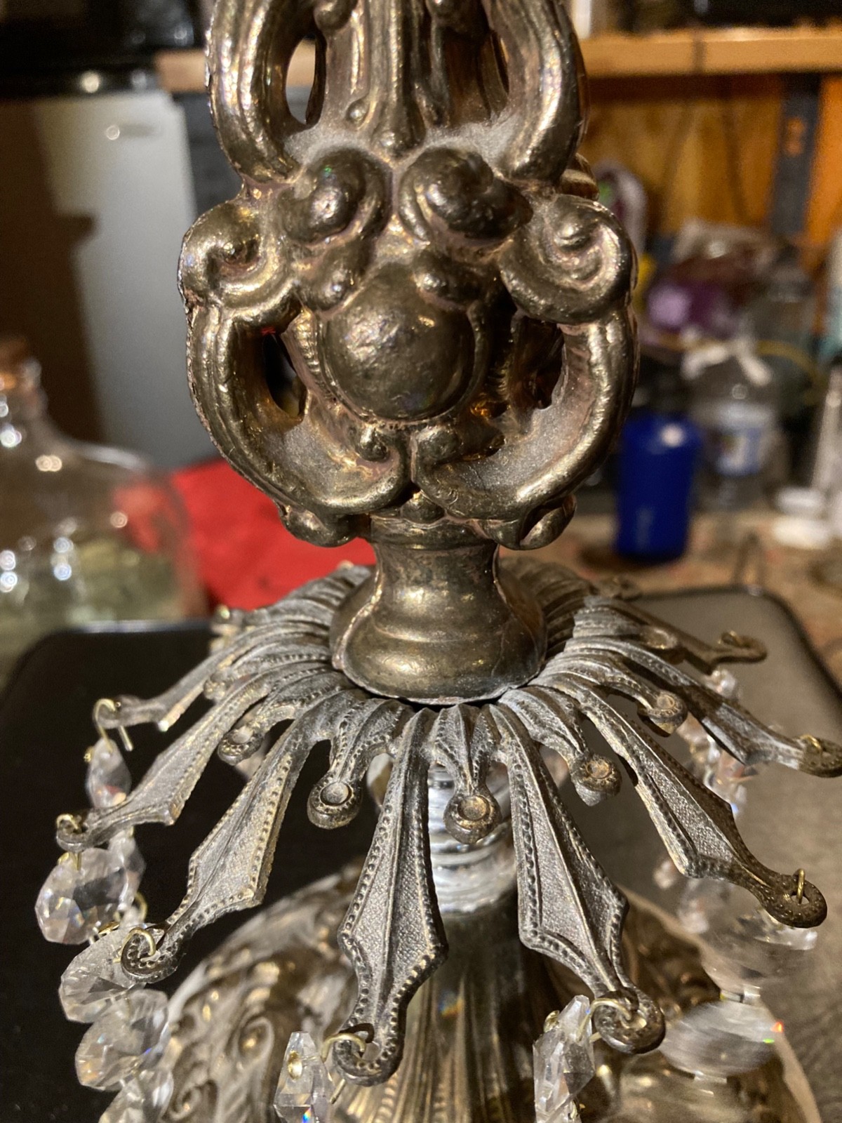 Scale Of Justice ANTIQUE L&L WMC GLASS CRYSTAL BRASS MARBLE 18.5” Tall