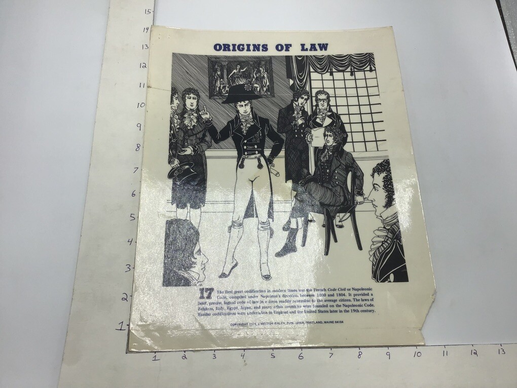 Original 1974 ORIGINS OF LAW Poster – NAPOLEONIC CODE – J Weston Walch