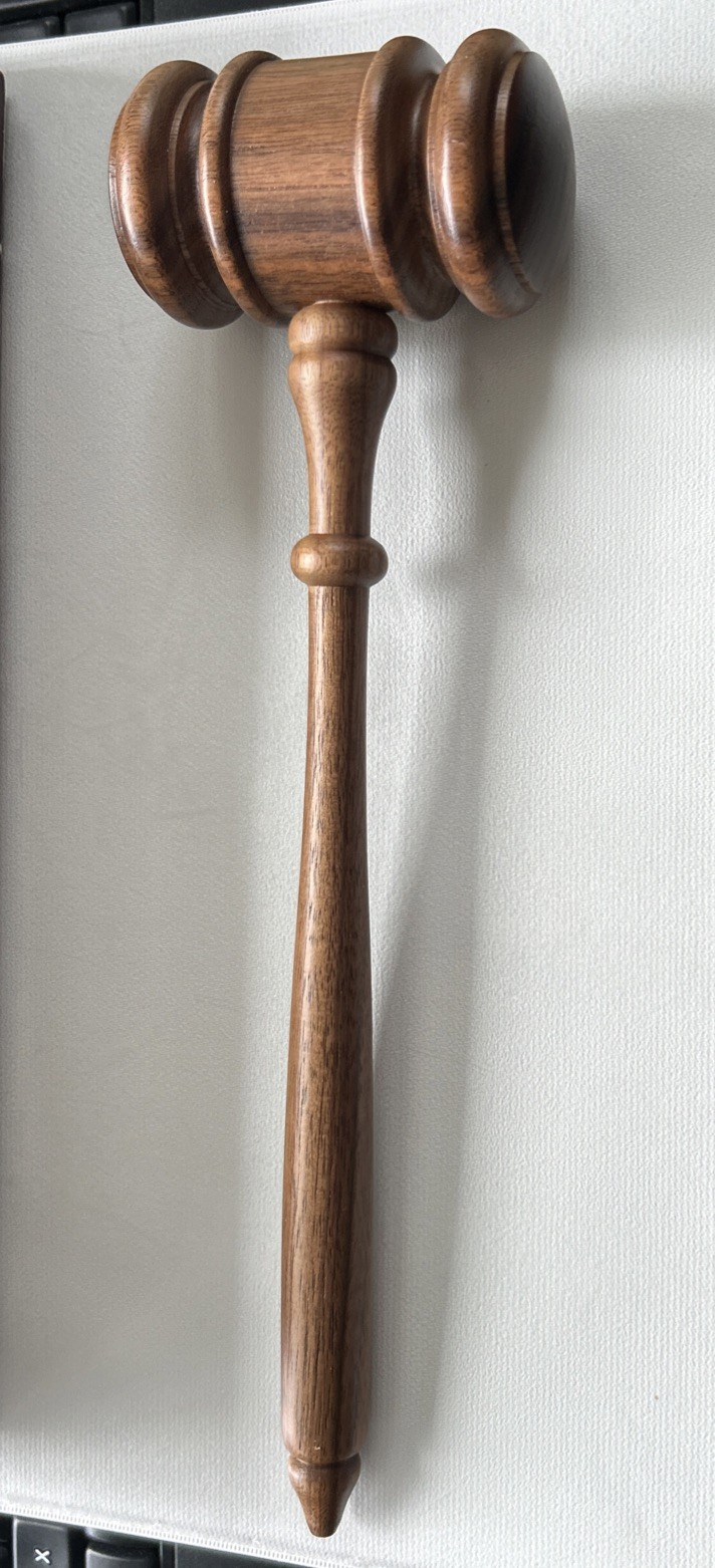 Deluxe Walnut Wooden Gavel Wood Judge Auctioneer 11” In Box No Block