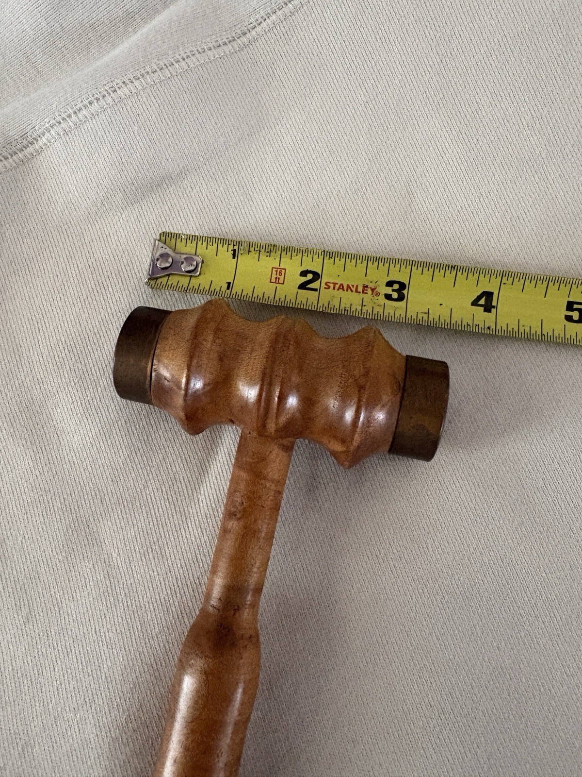 Antique Treen Turned Wood Gavel Metal Ends 1920s Black Walnut (?) 7.6 Ounces