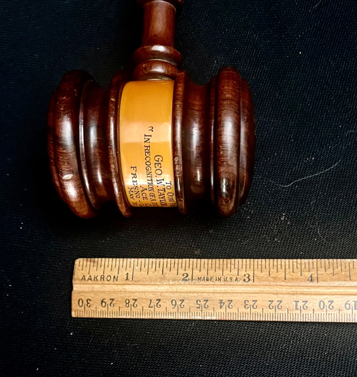 Cool 1943 Presentation, Ceremonial Bakelite & Wood Gavel, Ace Club, Fresno, Ca.