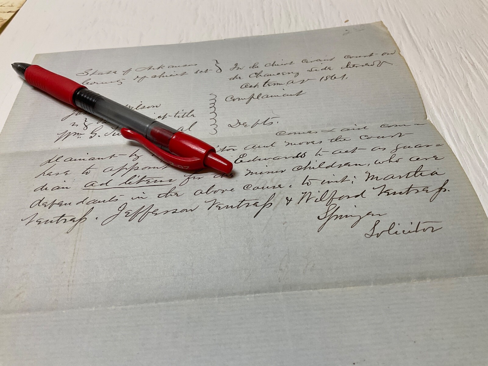 ARKANSAS LOT 4 DOCUMENTS CIVIL WAR TO 1909 BANKRUPTCY CHILDREN CIVIL SUIT @312