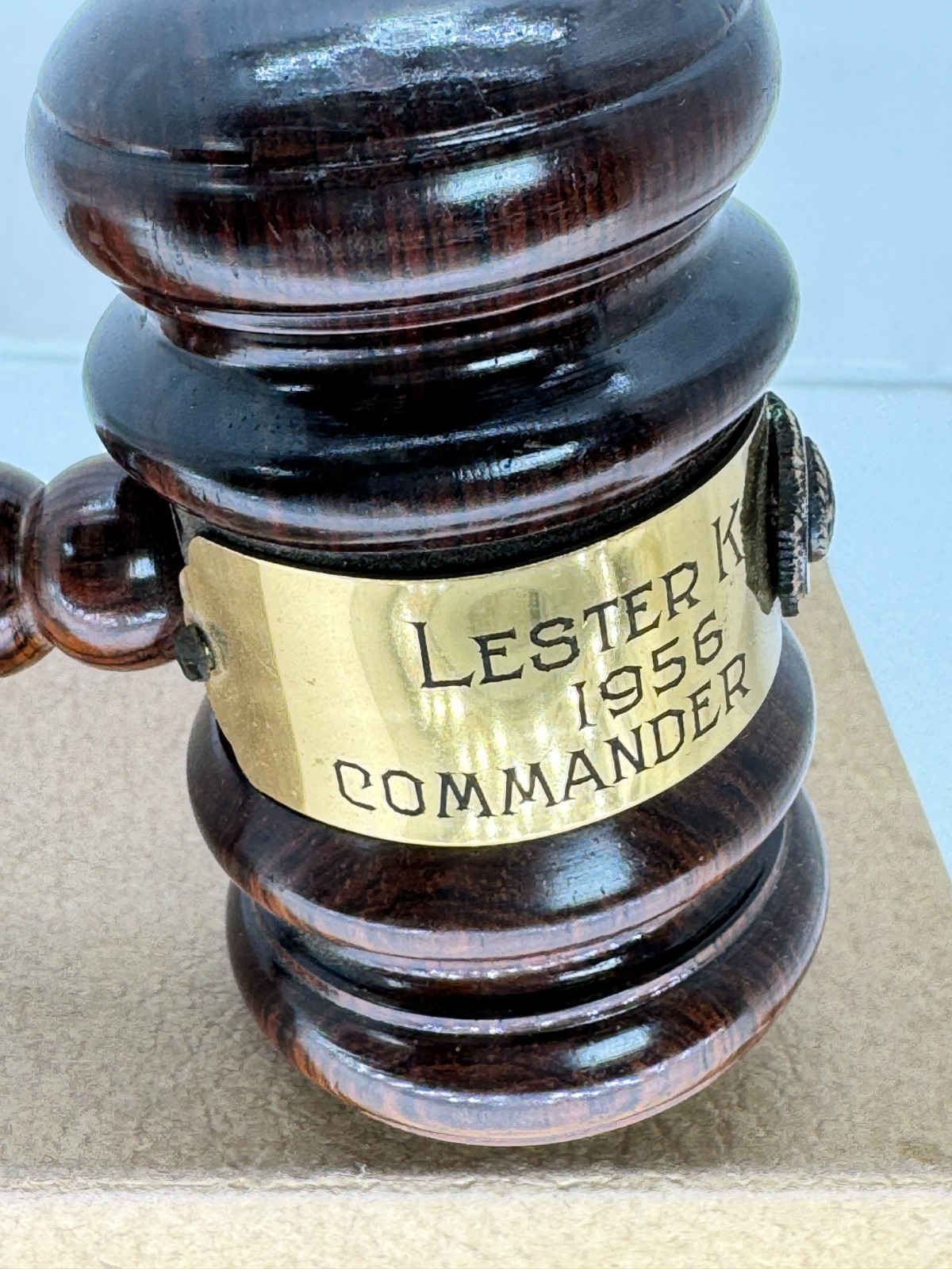 Vintage Wooden Walnut Gavel 10.5″. Engraved American Legion 1956 original box