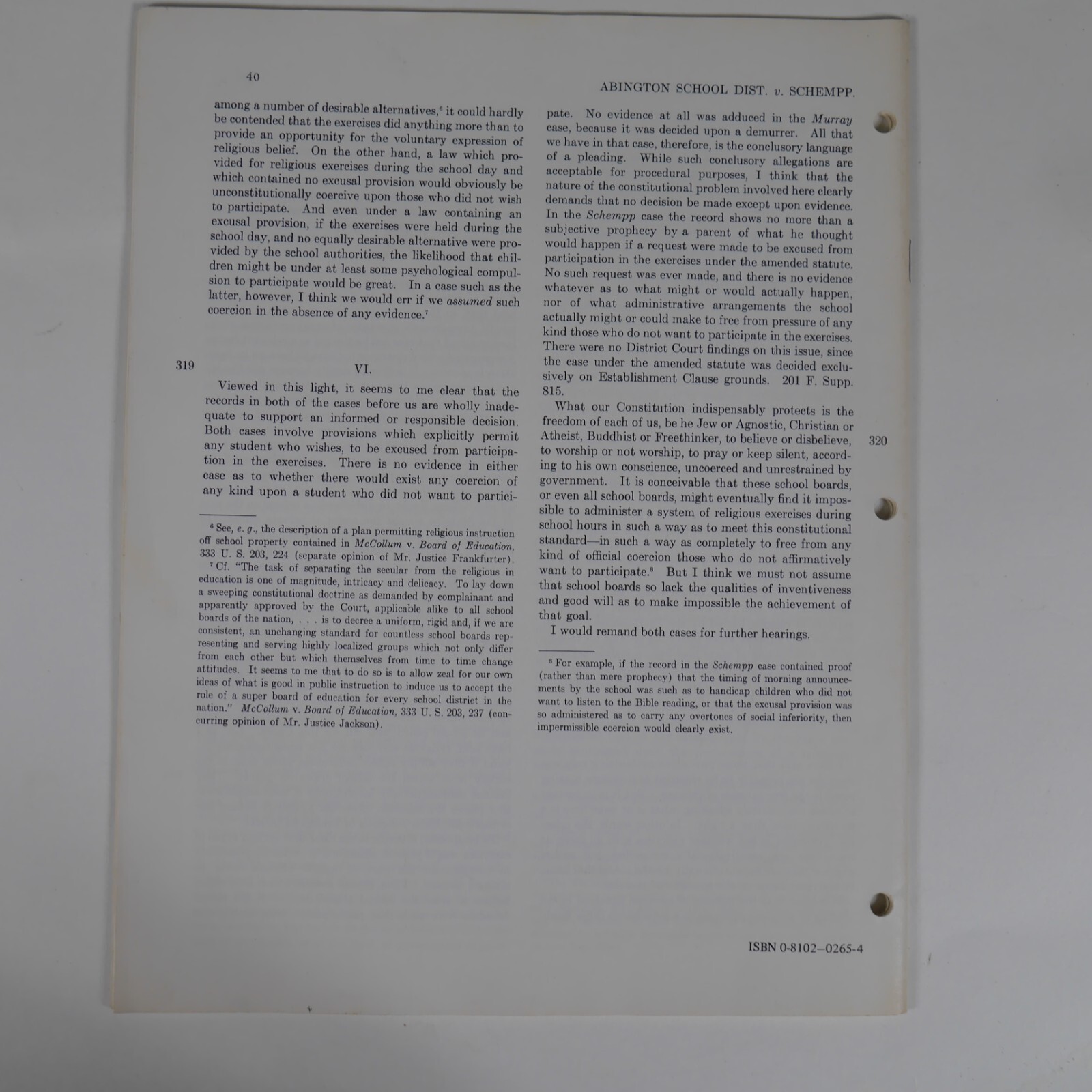 Abington School District v. Schempp 1963 United States Supreme Court Document