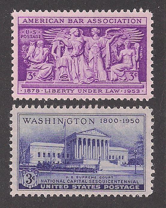 1950’s AMERICAN BAR ASSOCIATION + SUPREME COURT – 2 U.S. STAMPS – MINT CONDITION
