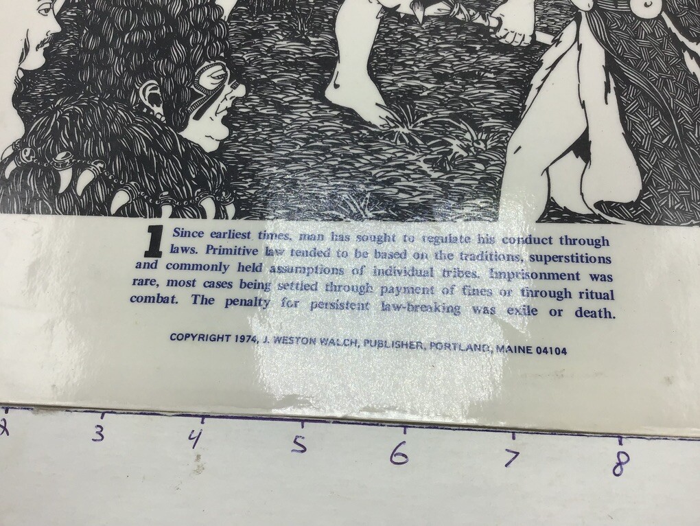 Original 1974 Poster: ORIGINS OF LAW – Primitive Law – by J Weston Walch 11×14″