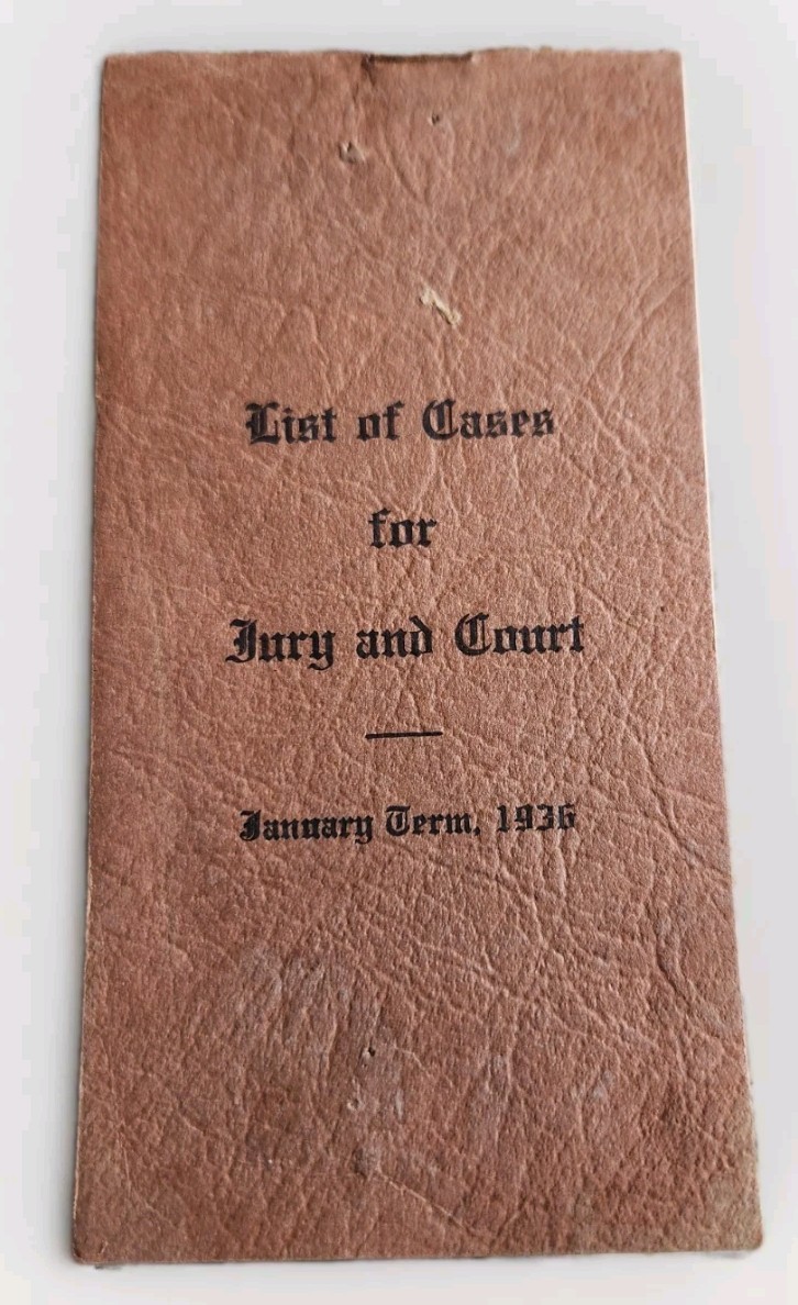 List Of Cases For Jury And Court January Term 1936 Docket Grafton NH