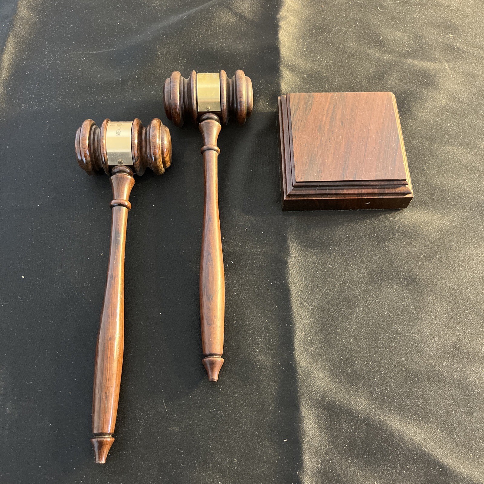 Pair Vintage Debate Team 1960s Wooden Authentic Gavel 10.5” With Base