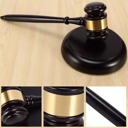 Wooden Gavel Hammer and Sound Block Set Mallet for Lawyer Judge Auction Sale