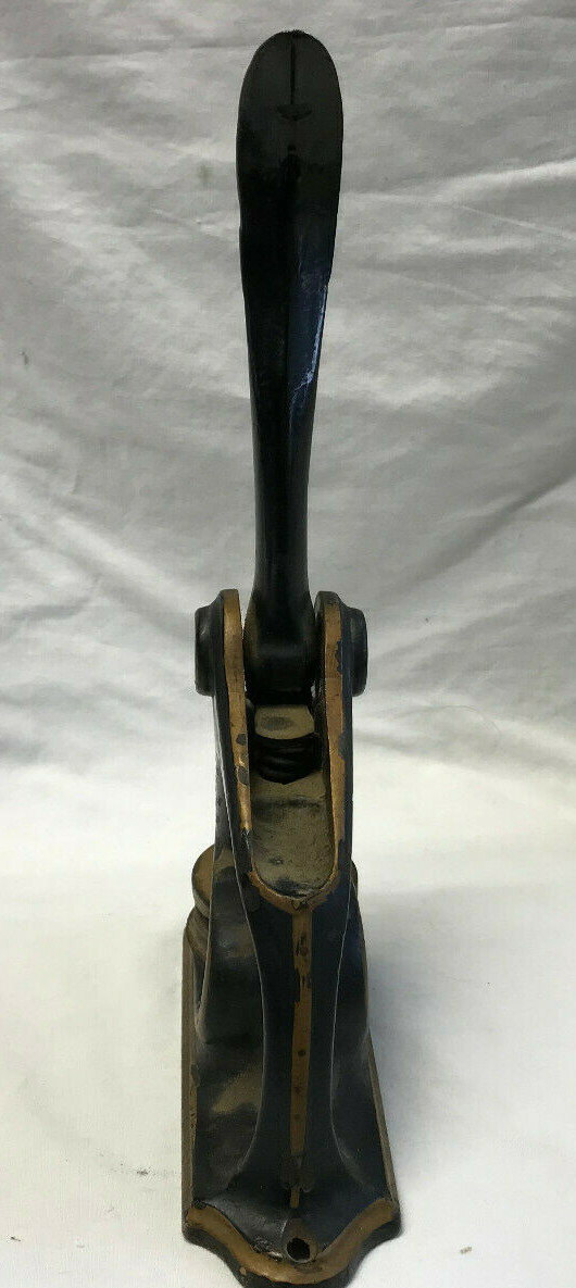 Vtg Notary Stamp Cast Iron Star Design Ornate Black Gold Press