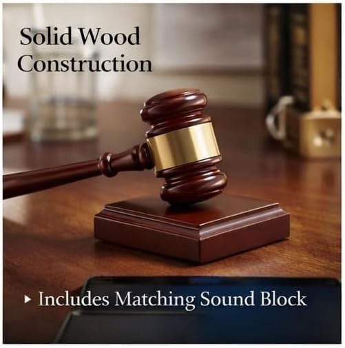 Gavel Set with Sound Block 10.25 Inch Wooden Gift for Lawyers and Organizations