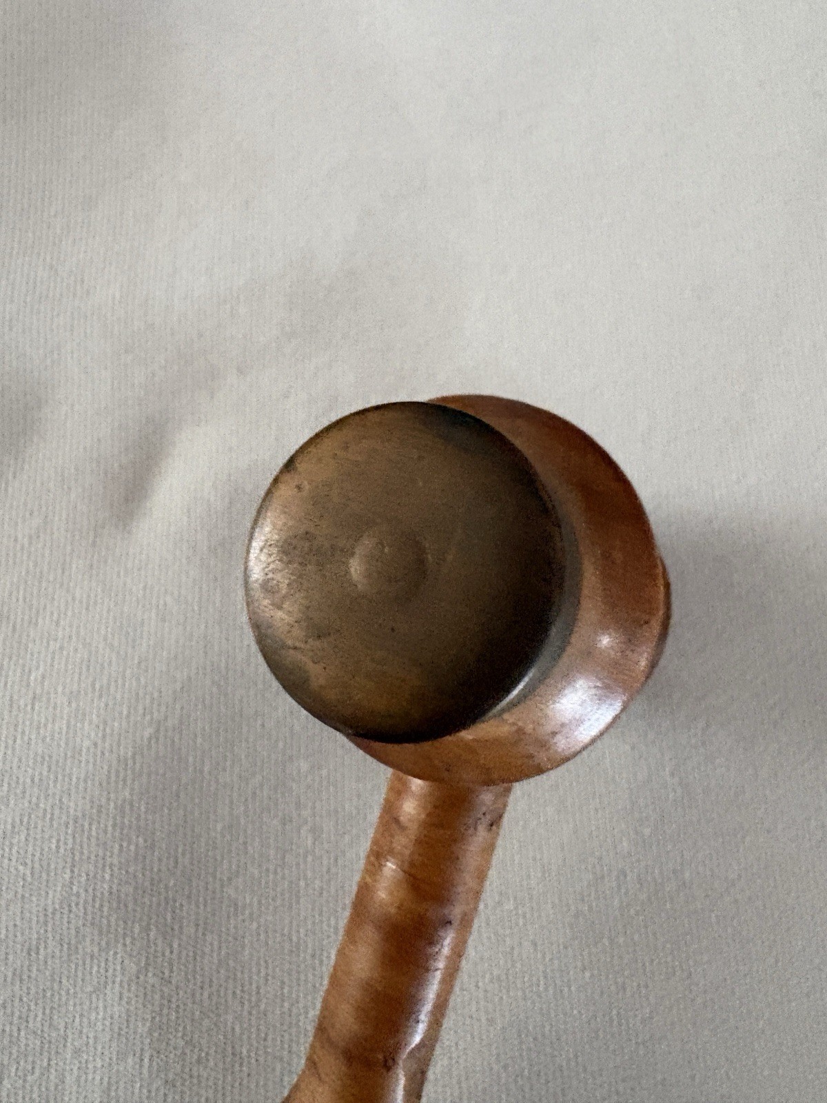 Antique Treen Turned Wood Gavel Metal Ends 1920s Black Walnut (?) 7.6 Ounces