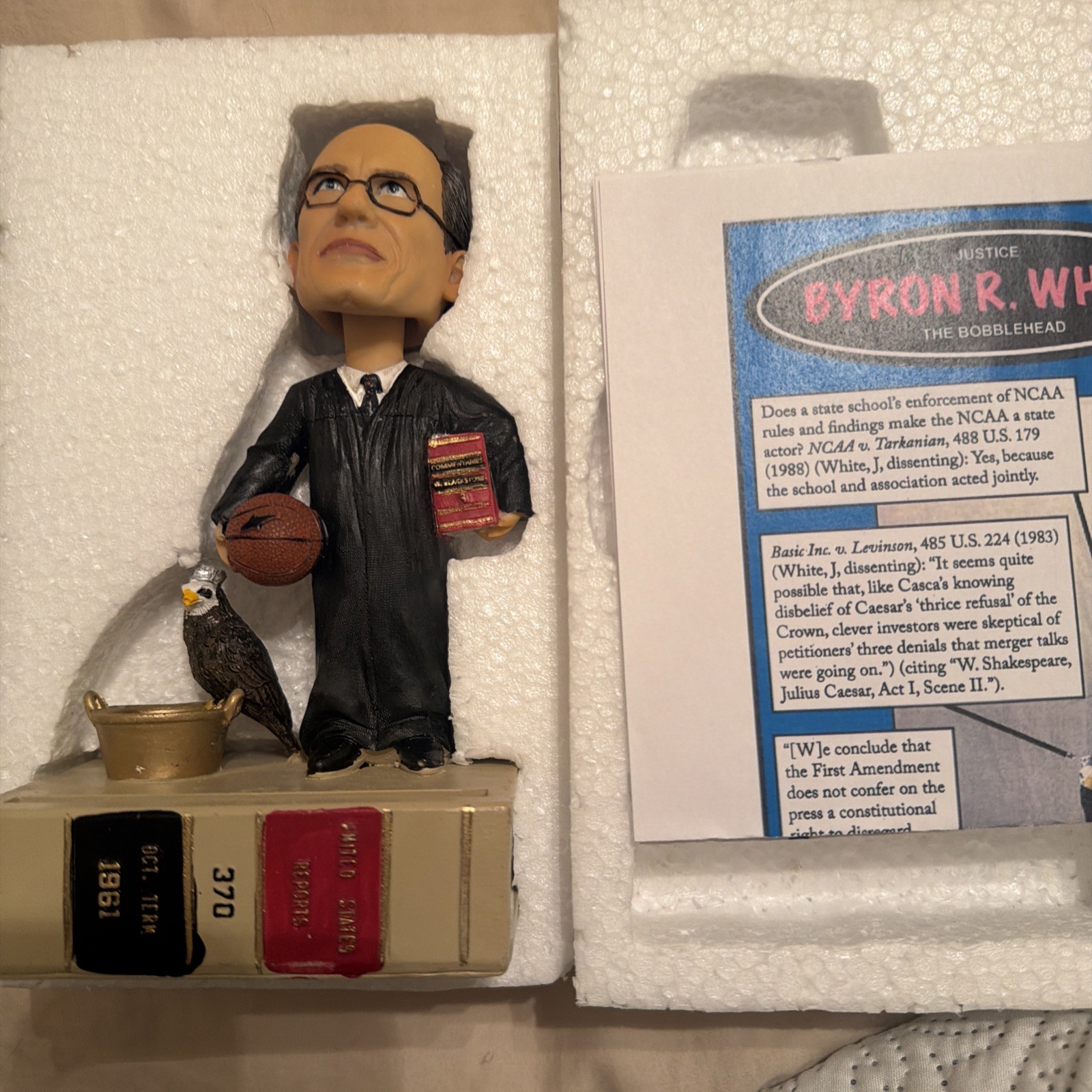 Byron White Bobblehead NUMBERED Green Bag Supreme Court Justice – 472/1206-NEW