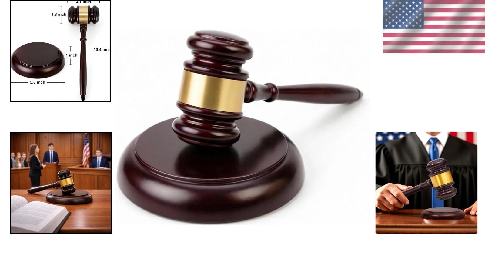 Solid Wood Judge Gavel for Meetings