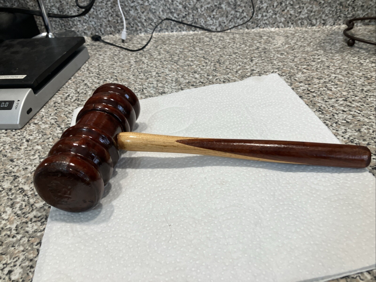 Vintage Wooden Gavel Wood Judge Auctioneer Mallet 10 3/4” Handmade very rare