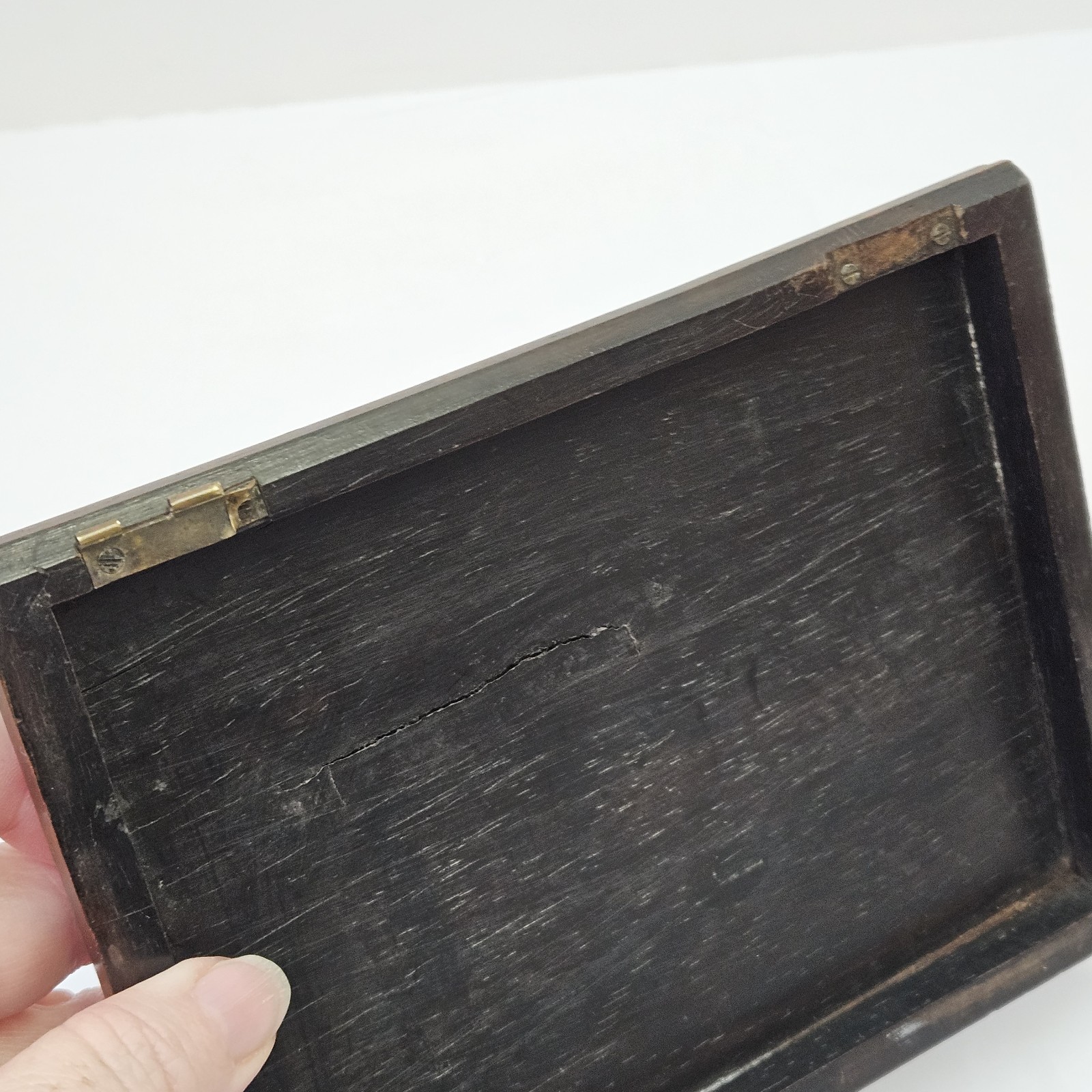 Reclaimed Antique LEX Judge Legal Law Justice Scales Box Lid Wood Silverplate