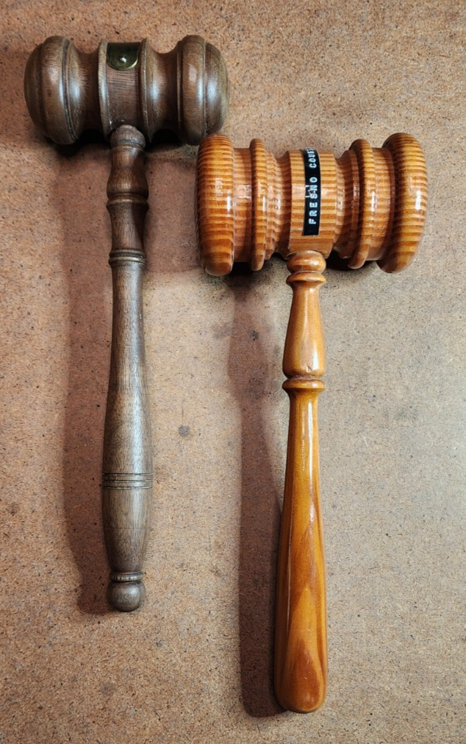 2 Vtg Wood GAVELS From the Original Fresno County Courthouse 1877-1966, Calif.