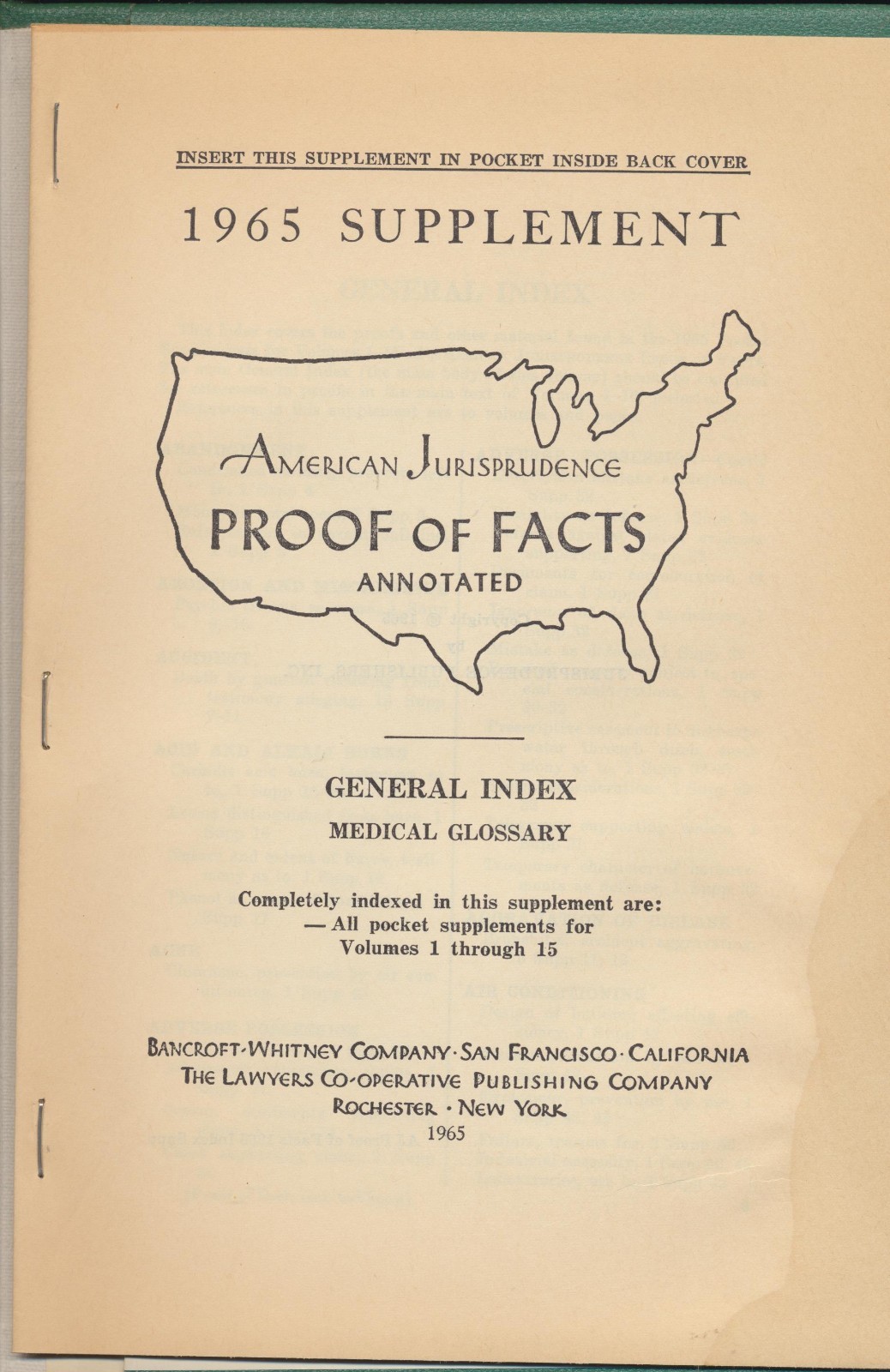 American Jurisprudence Proof Of Facts General Index Medical Glossary Law Book