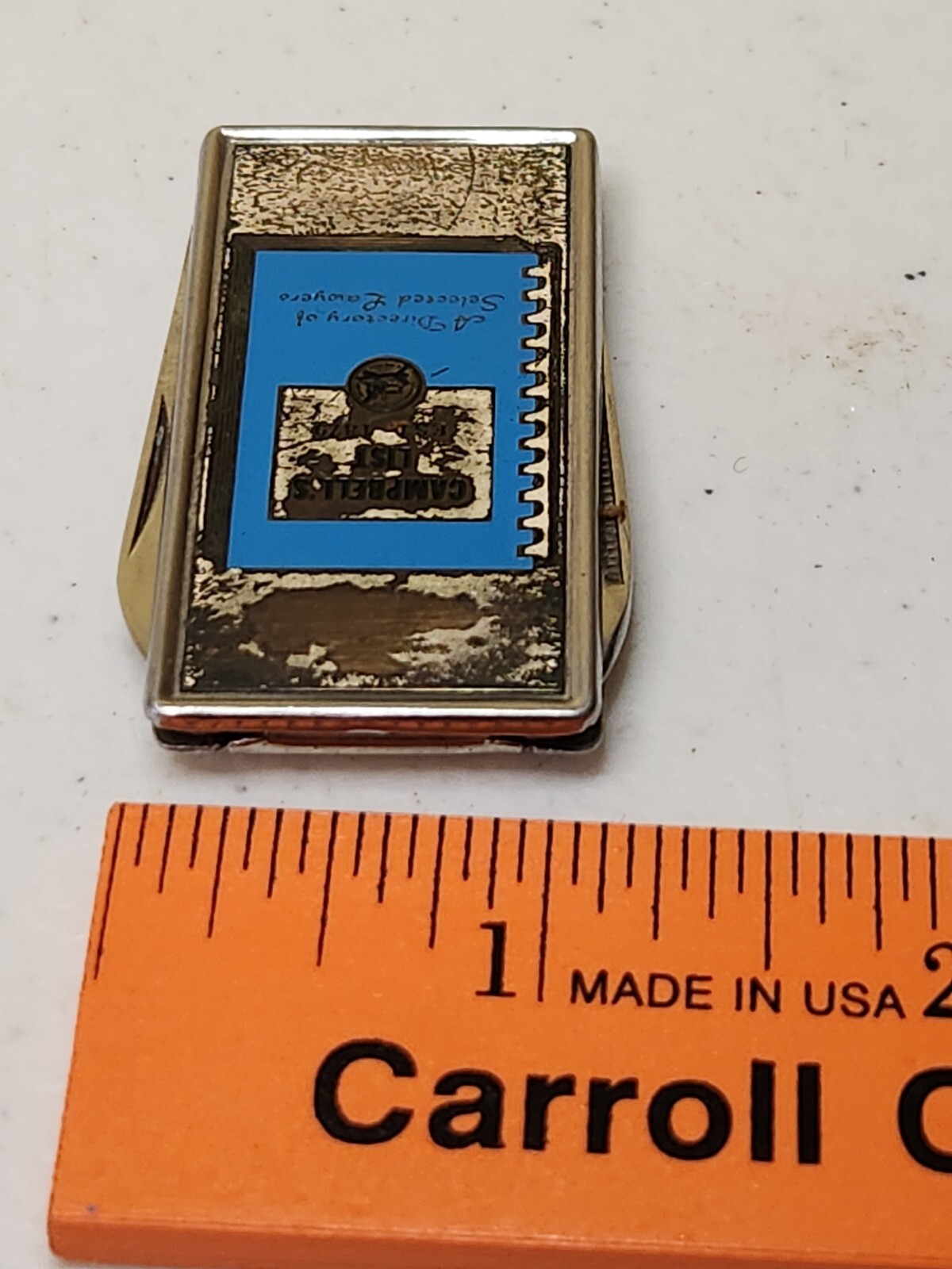 Vintage CAMPBELL’S LIST Directory of Selected Lawyers MONEY CLIP File Knife TOOL