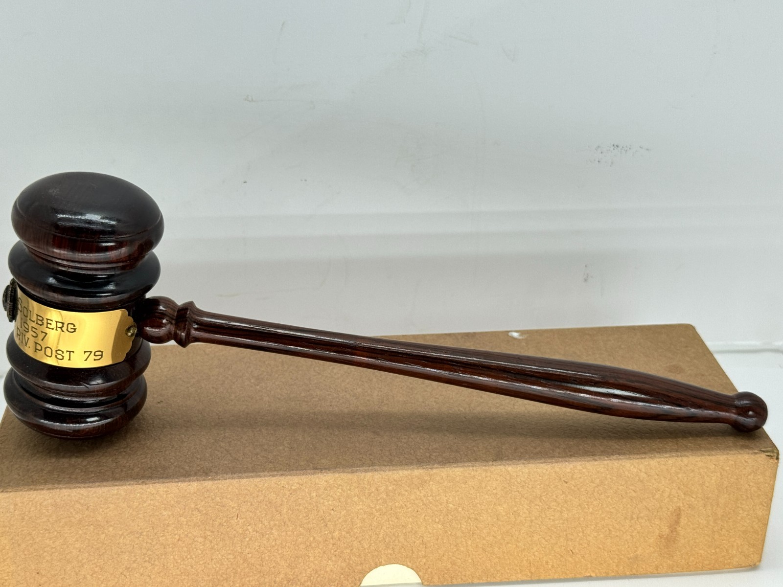 Vintage Wooden Walnut Gavel 10.5″. Engraved American Legion 1956 original box