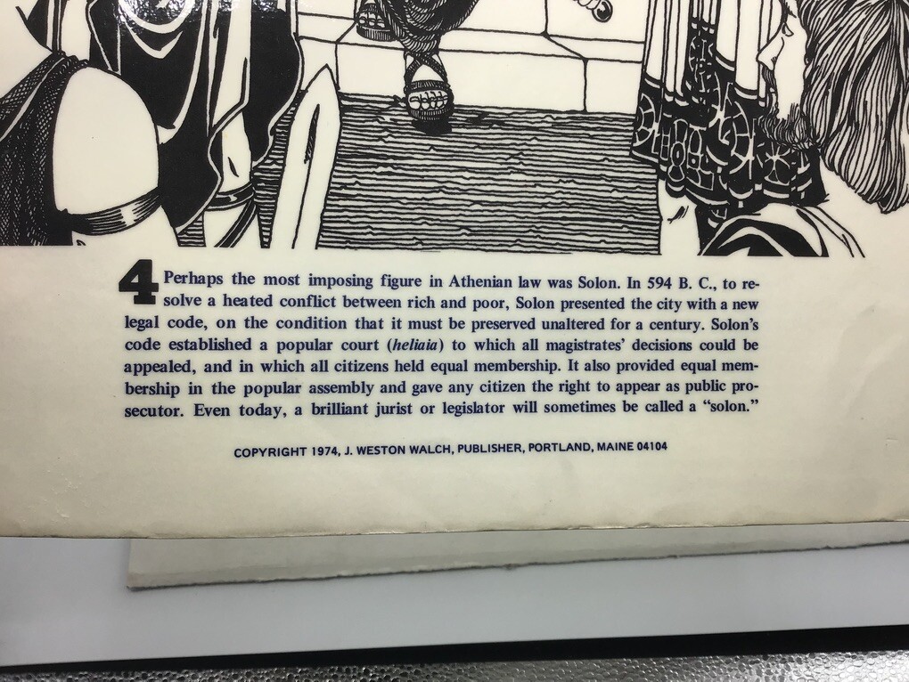 Original 1974 Poster: ORIGINS OF LAW – ATHENIAN SOLON – by J Weston Walch 11×14″