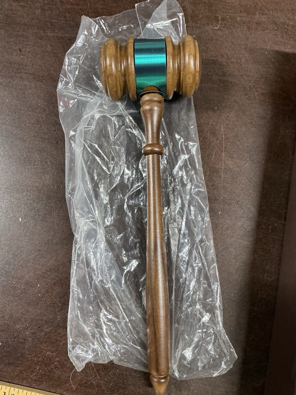 Vintage Wooden Judge Gavel Auctioneer Green Legal Lawyer Gifts Collectibles