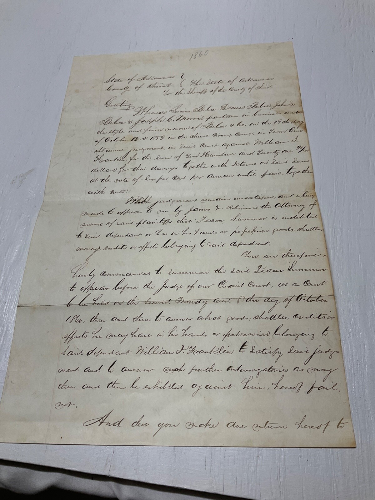 ARKANSAS LOT 4 DOCUMENTS CIVIL WAR TO 1909 BANKRUPTCY CHILDREN CIVIL SUIT @312