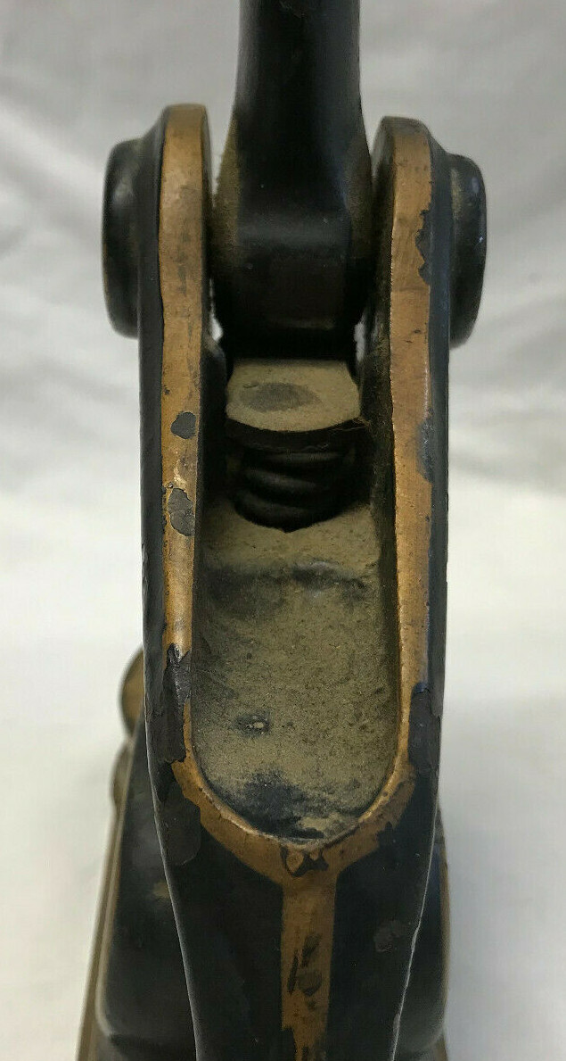 Vtg Notary Stamp Cast Iron Star Design Ornate Black Gold Press