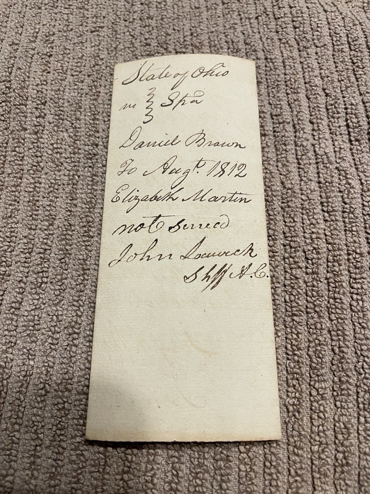 1812 Adams County Ohio Sheriff Court Summons Joseph Darlinton Signature Document