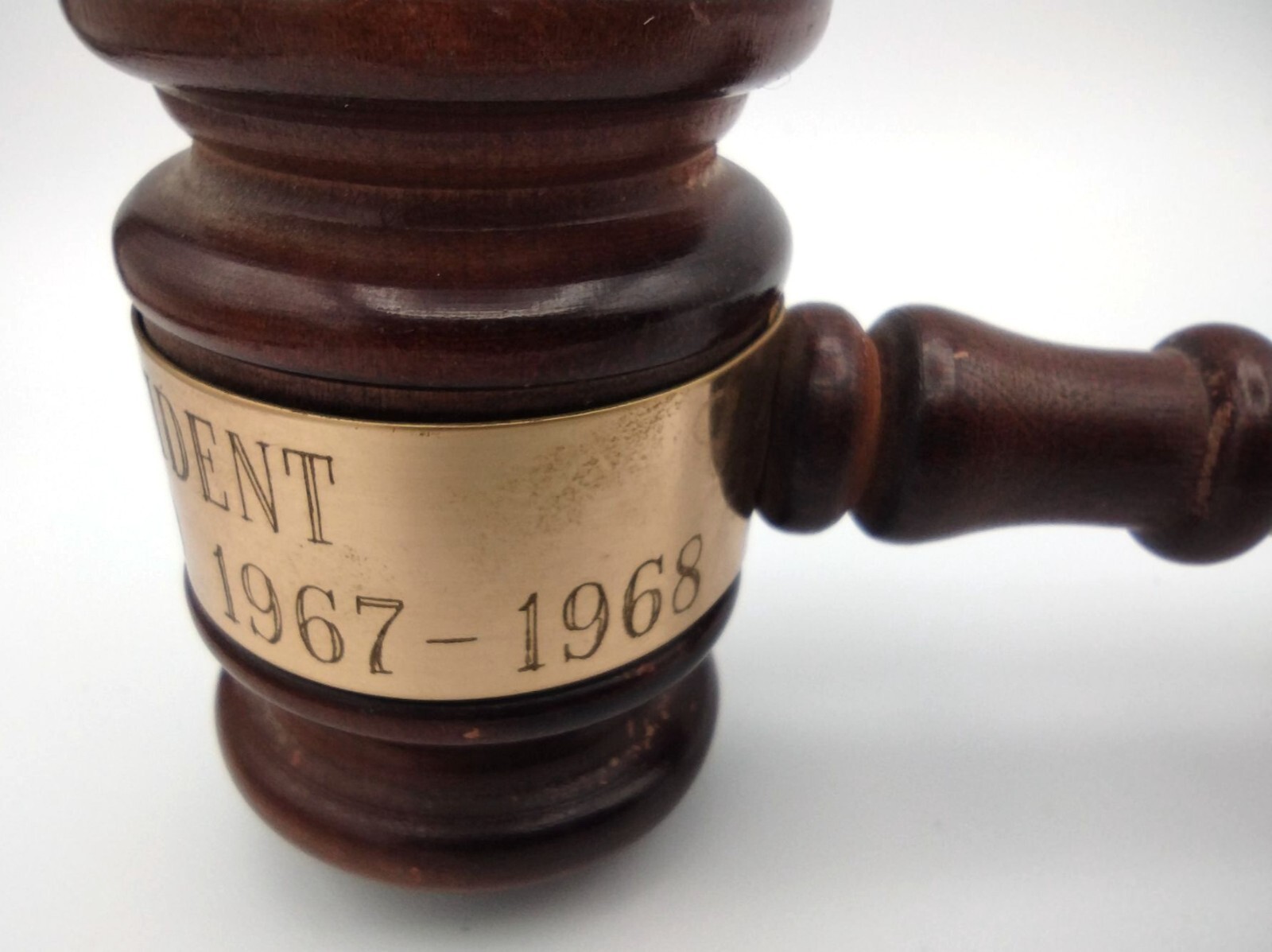 Wooden Gavel Metal Engraved Name Vintage P.C.L. President Dr. R.W. Richmond