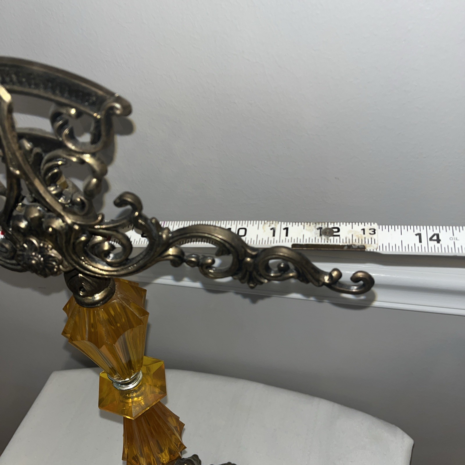Vintage Cast Metal Arms Of Justice Scale Ornate Acrylic Gold