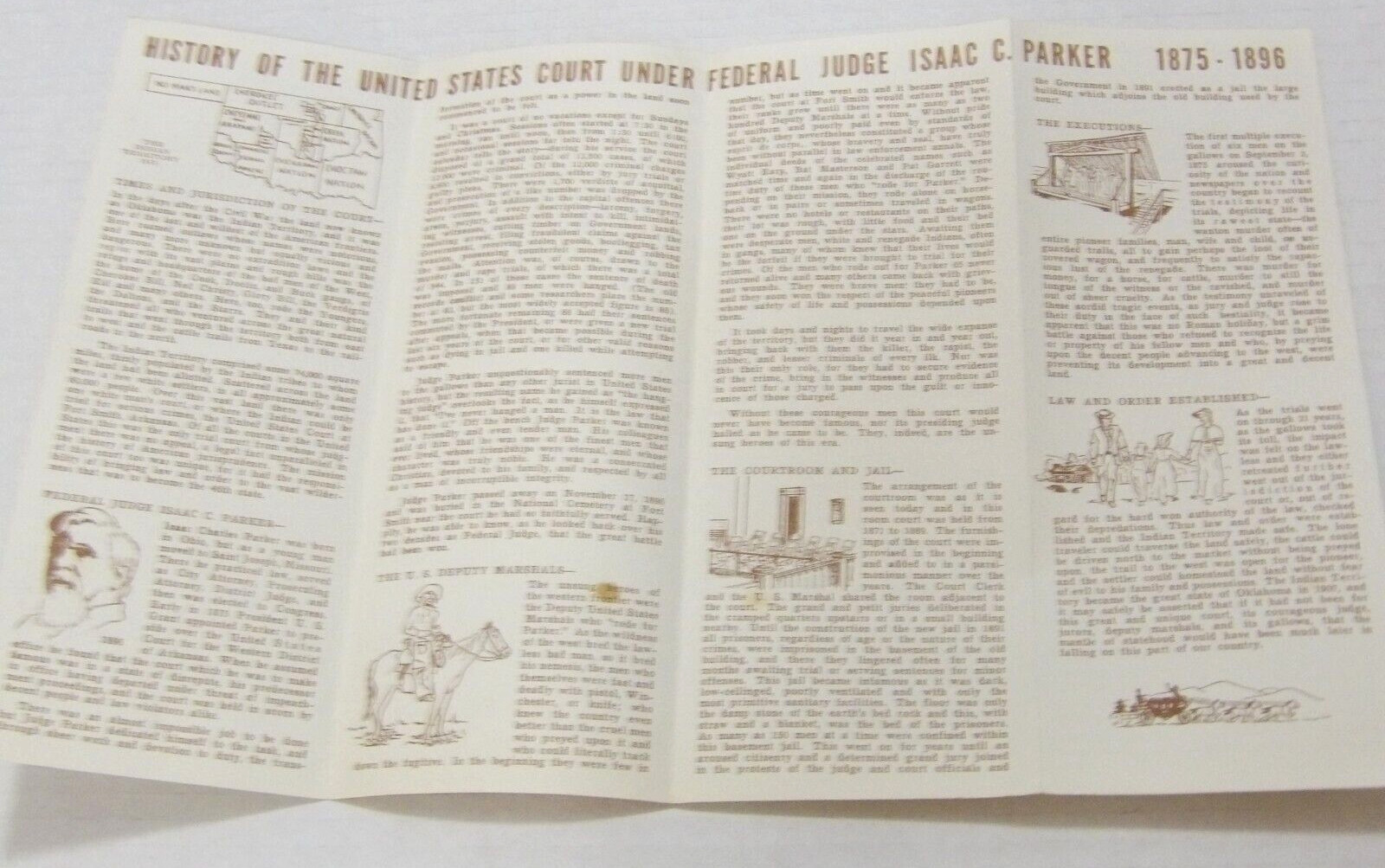 Vtg Hanging Judge Isaac Parker Fold-Out Brochure Fort Smith Arkansas Courtroom