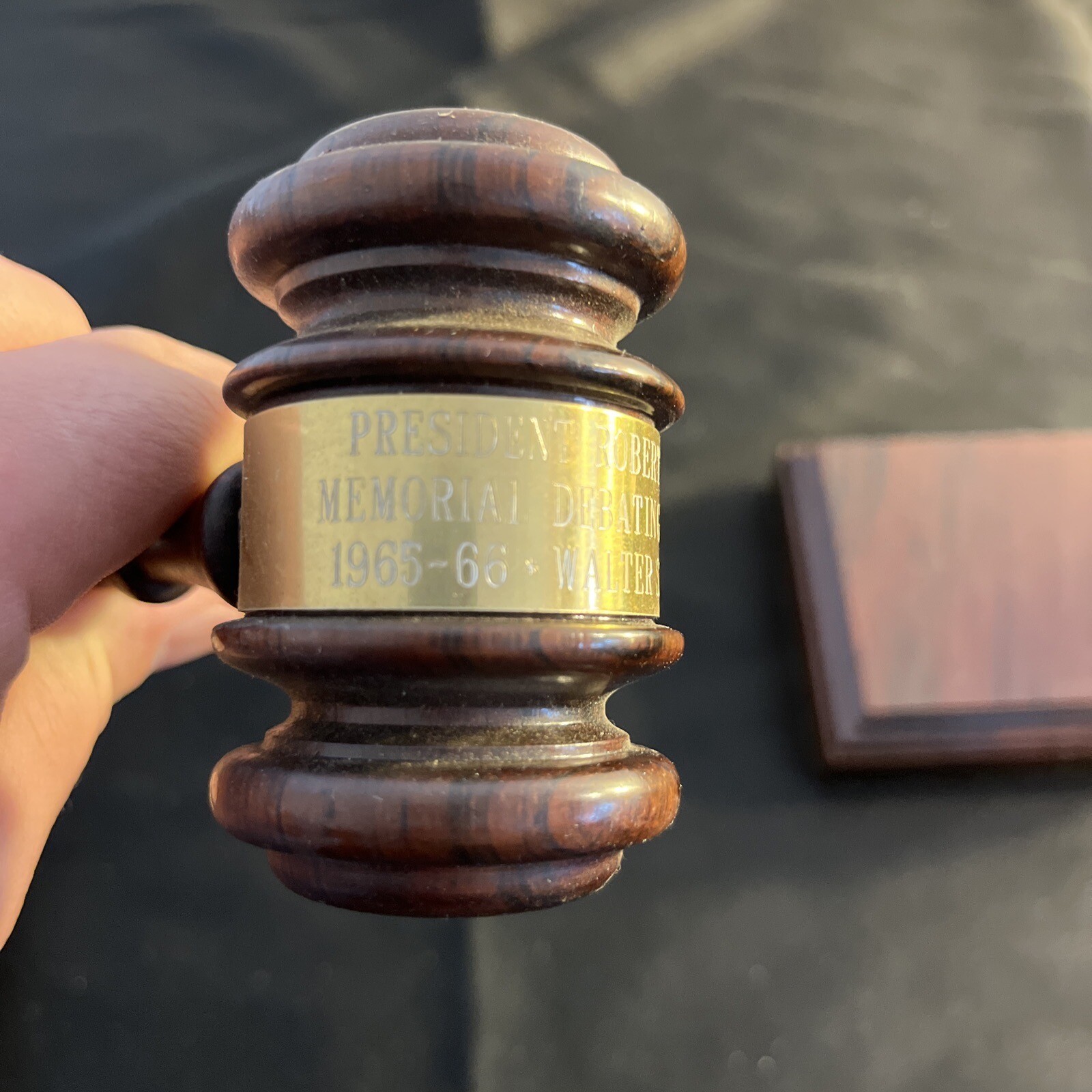 Pair Vintage Debate Team 1960s Wooden Authentic Gavel 10.5” With Base