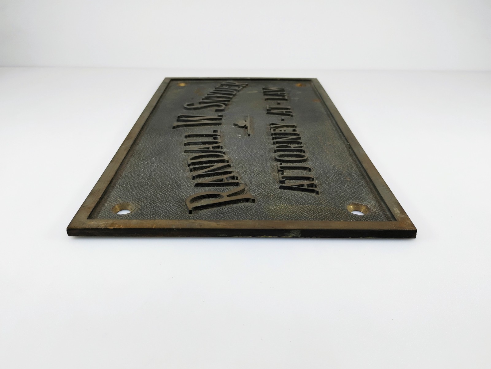 Vintage Cast Bronze Brass Attorney At Law Plaque Randall W Snyder Law Office Sig
