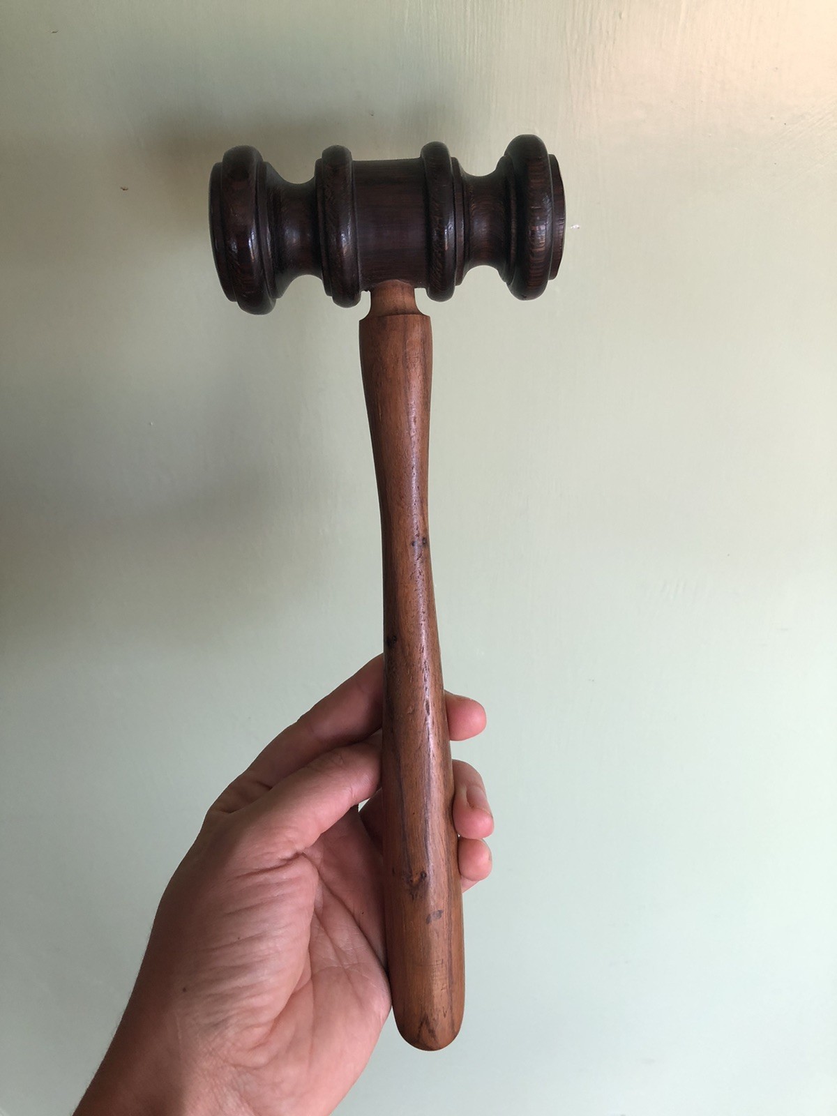Vintage Wooden Gavel For Judge Auctioneer Lawyer Court Brown Wood 10” Long