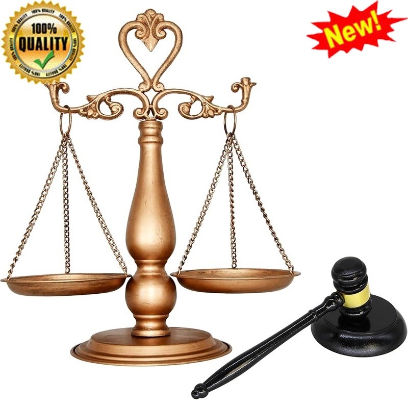 Justice Scale Libra Gavel Set Law Decor Gift Desk Accessory Premium Quality New