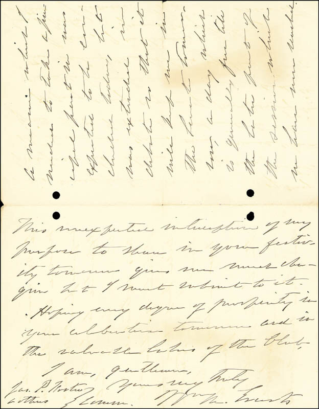 WILLIAM M. EVARTS – AUTOGRAPH LETTER SIGNED 02/11/1887