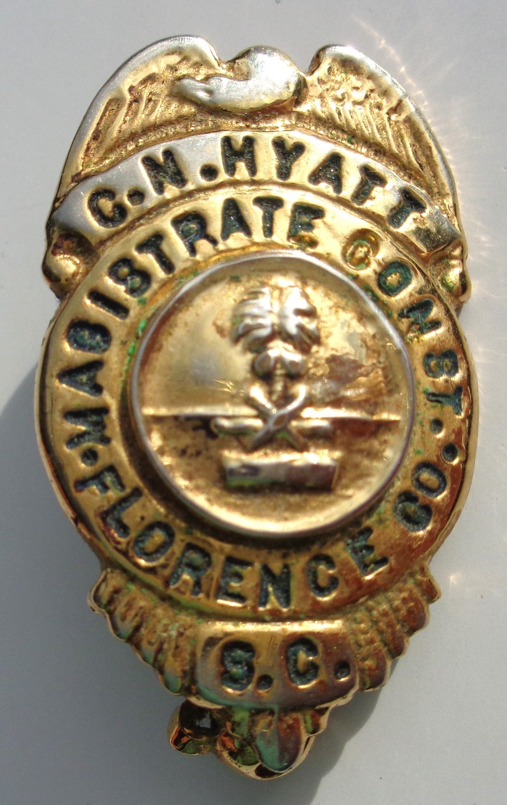 Vintage Florence County South Carolina Magistrate Constable court mini badge