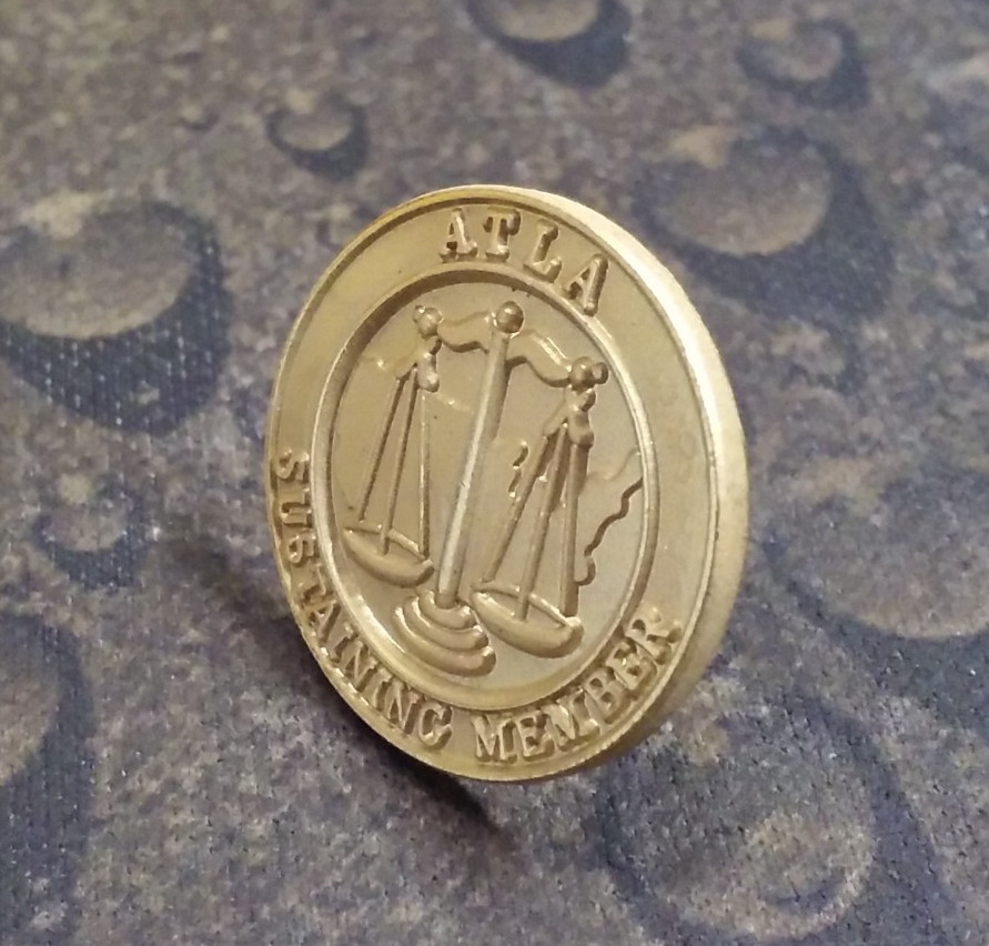 ATLA Association of Trial Lawyers of America pin badge Scales of Justice