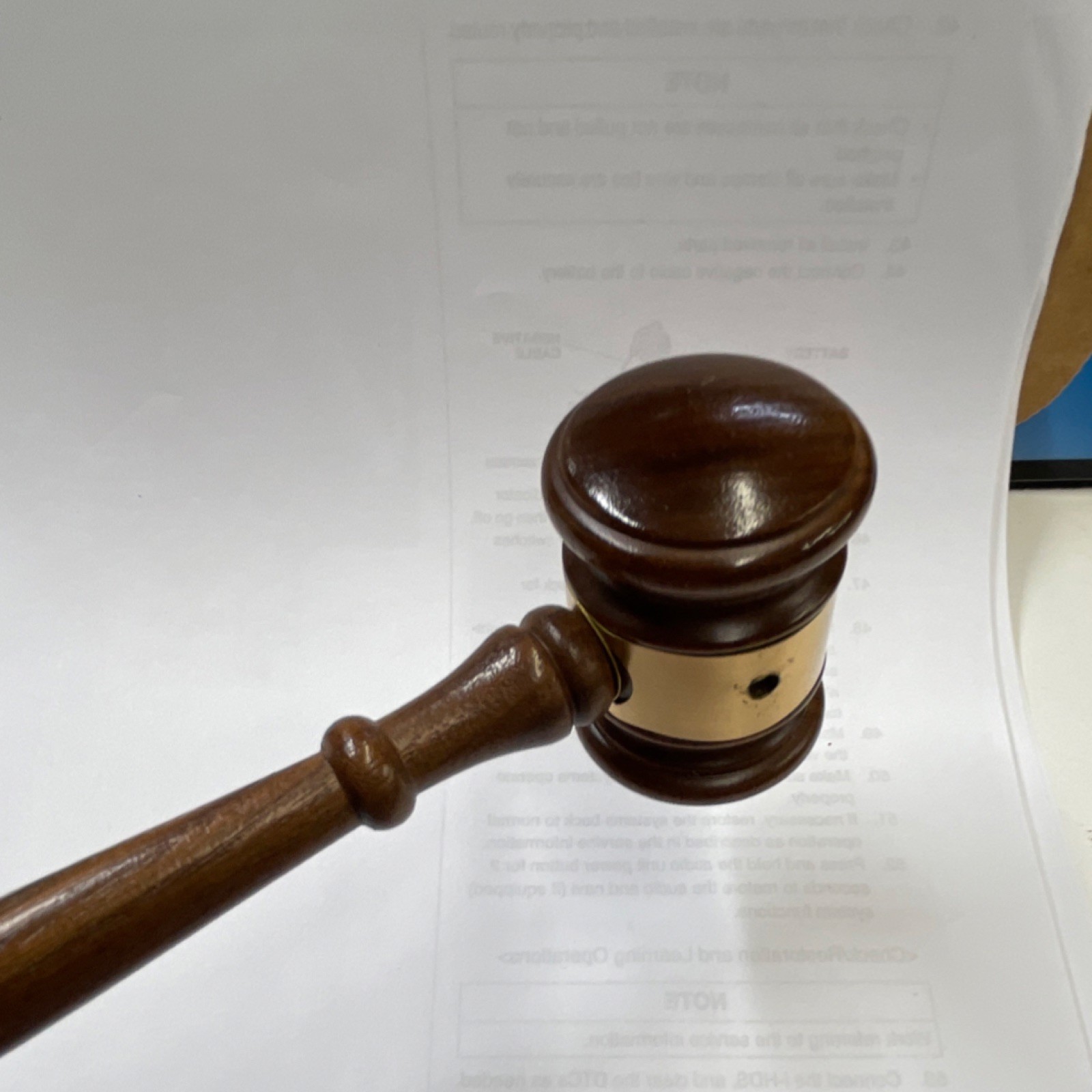 Wooden Judge’s Gavel with Brass Band 8 Inch Length Lawyers Legal Theme Courtroom