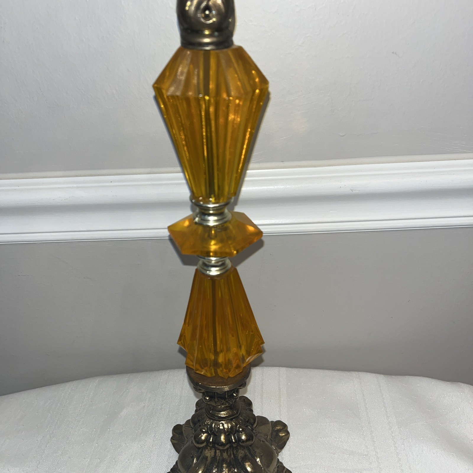 Vintage Cast Metal Arms Of Justice Scale Ornate Acrylic Gold