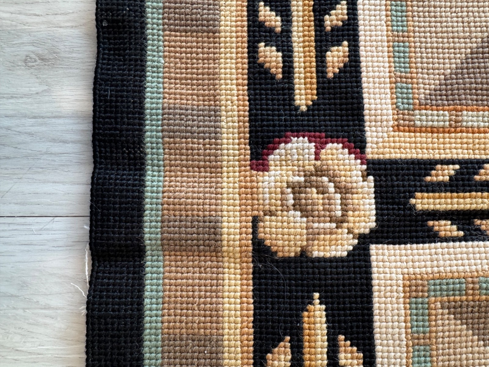 RARE Vtg Needlepoint Rug US SUPREME COURT Ceiling Inspiration 34.5 x 58 Inches
